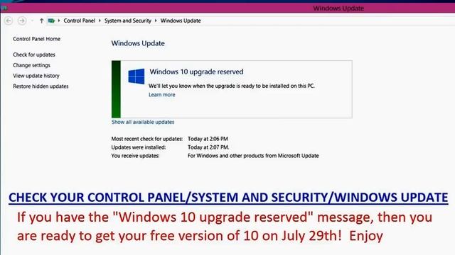 Reserve Free Windows 10 Upgrade Instructions смотреть онлайн