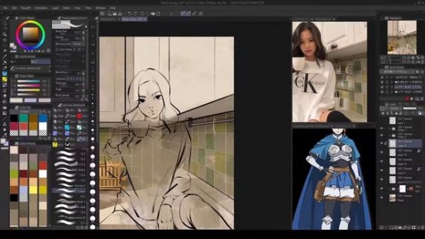 [Clip Studio Paint] Painting stylised portrait from photo reference