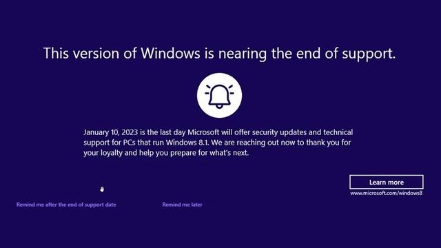 UPDATE Microsoft starts displaying Windows 8.1 full-screen "End of Support" warnings смотреть онлайн