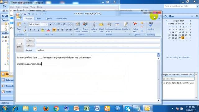 Auto Reply Message In Outlook | Outlook 2007 - How To Setup An Automatic Out Of Office Reply
