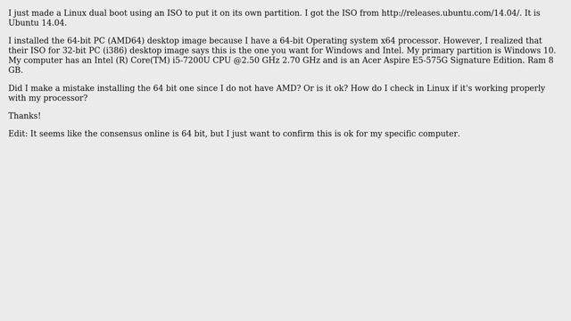 Did I install the wrong ISO? 64-bit PC (AMD64) desktop image vs 32-bit PC (i386) desktop image смотреть онлайн