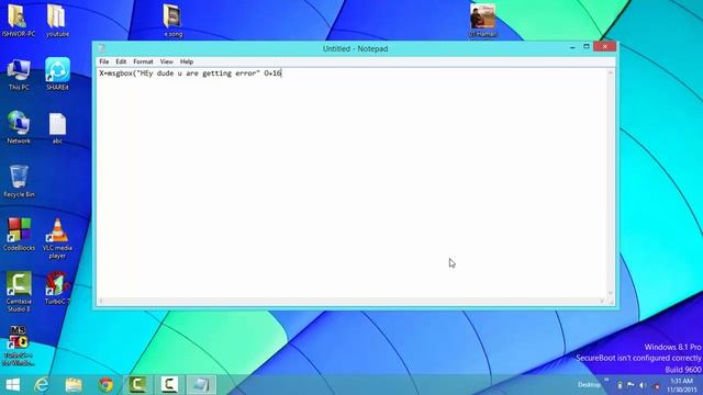 Cool Notepad Trick [Create a Fake error message] смотреть онлайн