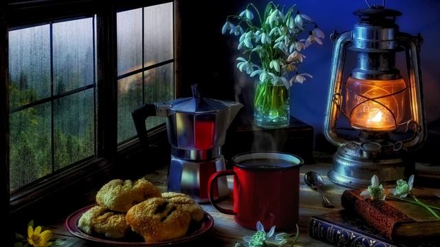 Rain💦on the window at sunset🌙| Have tea☕️by the window overlooking the misty forest🌲on a rainy day🌧 смотреть онлайн