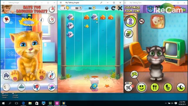 Running Talking Tom , Angela and Ginger together in Windows 10 смотреть онлайн