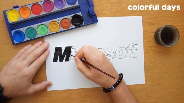 How to draw an old Microsoft logo (Logo drawing) смотреть онлайн