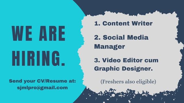 We Hiring Video Editor cum Graphics Designer, Content Writer and Social Media Manager смотреть онлайн