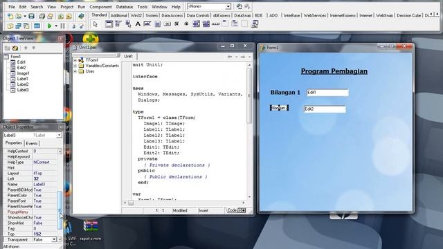 Delphi 7 BAB 1.4 - Program Pembagian смотреть онлайн