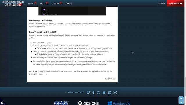 PSO2 SEGA's: Windows 10 Troubleshooting Guide: Download/Installation. смотреть онлайн