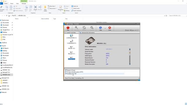 Disk Wipe with portable DiskWipe Tool / DiskWipe programı ile Disk tamamen silinmesi смотреть онлайн