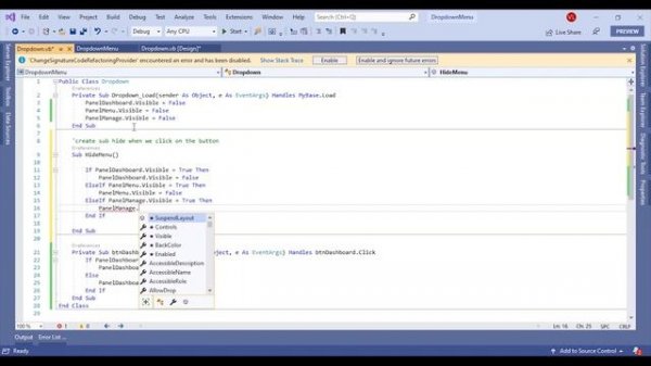 Dropdown Menu and Responsive Windows Form Application In VB.NET | C#