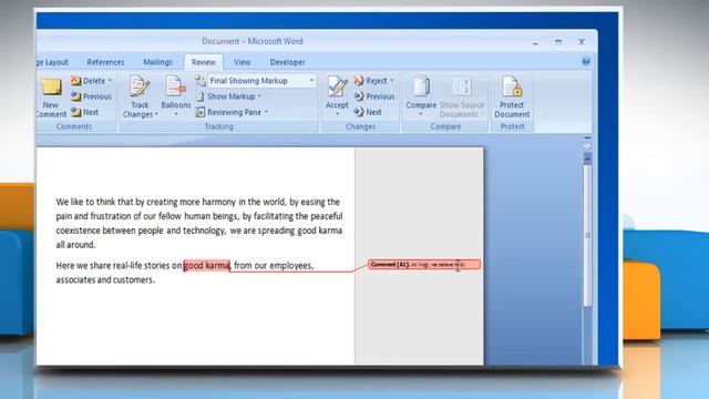 How to insert comments in Microsoft® Word 2007 document on Windows® 7? смотреть онлайн