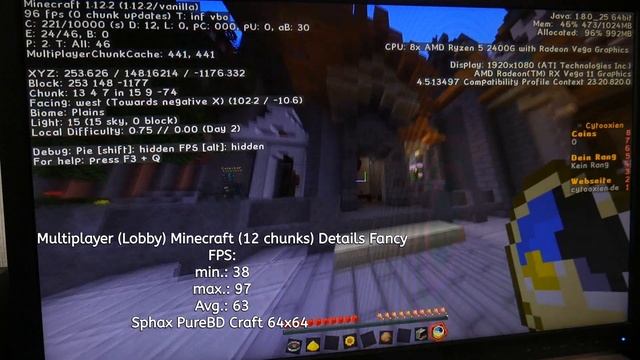 Minecraft FPS + ShaderTest Ryzen 5 2400g + Vega 11 смотреть онлайн