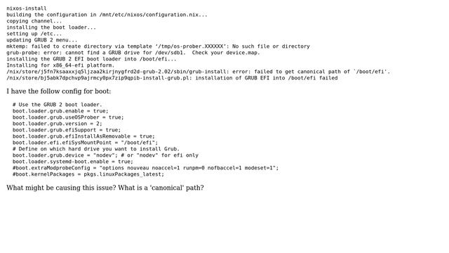 grub-install: error: failed to get canonical path of `/boot/efi' смотреть онлайн