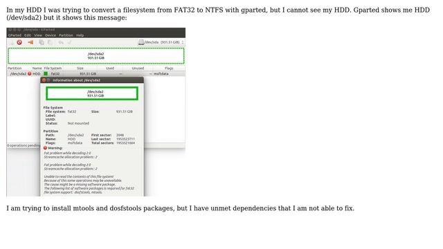 Ubuntu: Problem with FAT32 filesystem, need to install dosfstools and mtools смотреть онлайн