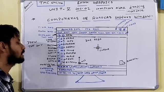 L02//Unit-5// ENGG GRAPHICS//Components of AutoCAD Software Windows// TMC online by Anuj sir смотреть онлайн
