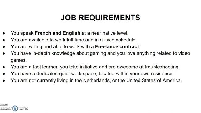 5CA needs French / English Gaming Support Agent - GP004B смотреть онлайн