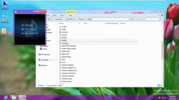 Windows 8 Build 8400 (Release Preview) Sounds