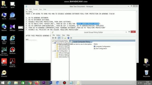 How to disable Windows defender real-time protection in Windows 7/8/10 смотреть онлайн
