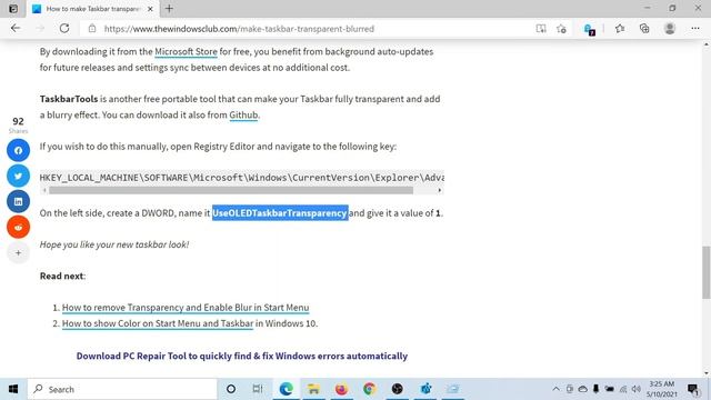 How to make Taskbar transparent or blurred in Windows 10 смотреть онлайн