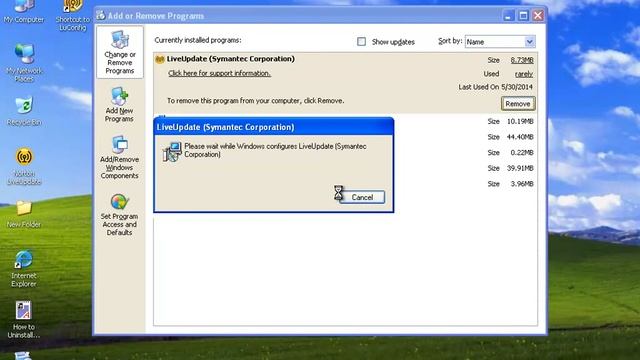 Uninstall Symantec LiveUpdate 3.5.0.64 in Windows XP смотреть онлайн