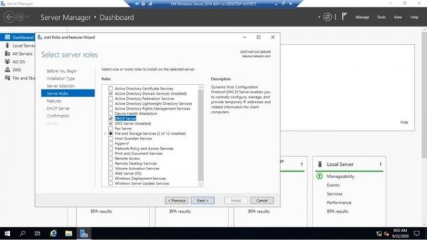 DHCP Server Installation in Windows Server 2019