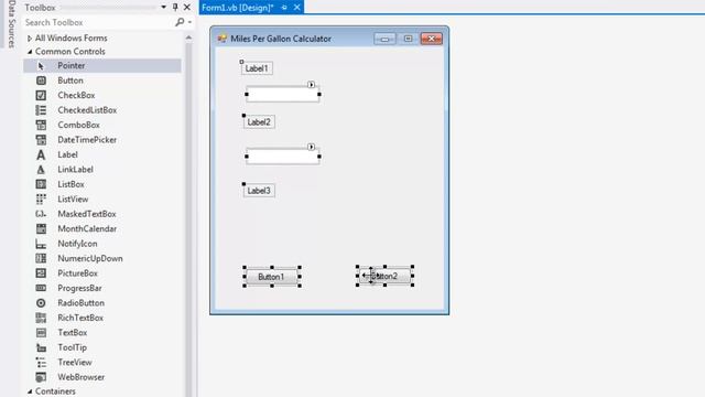 VB Express 2012 Desktop Tutorial 3 - MPG Calculator - Form Setup - Miles Per Gallon смотреть онлайн