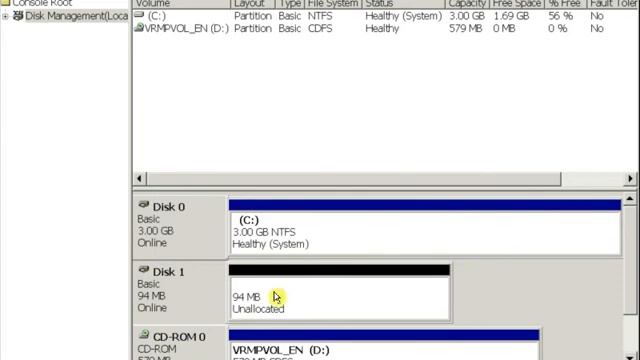 WindowsXP: Create partition using MMC смотреть онлайн