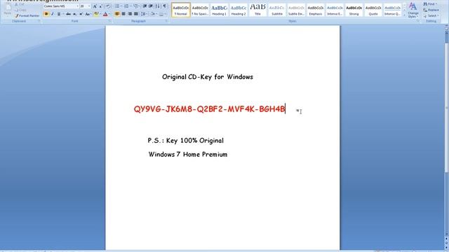 Windows 7 Home Premium CD-Key смотреть онлайн