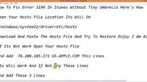 Error 3194 When Trying To Restoring IOS 7 /8 Or 9 In Itunes