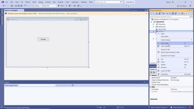 First Windows Form | C# | Visual Studio смотреть онлайн