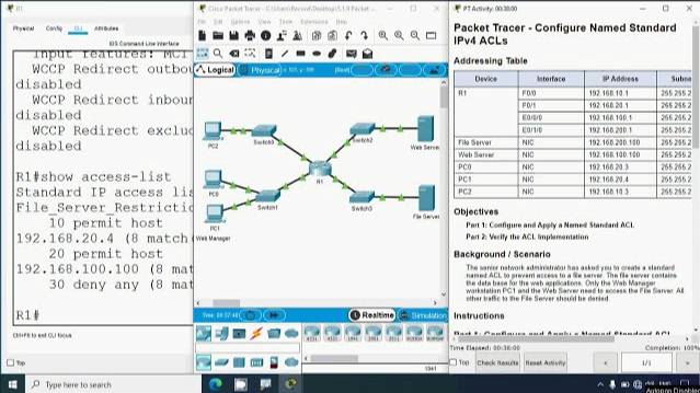5.1.9 Packet Tracer - Configure Named Standard IPv4 ACLs смотреть онлайн