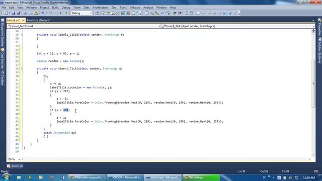 C# windows form - Làm hiệu ứng chữ di chuyển - move text in C# смотреть онлайн