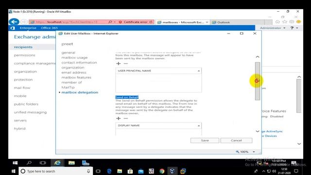 Assign Mailbox Delegation Permissions | Full Access in Exchange Server 2016 смотреть онлайн