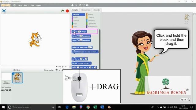 Scratch - How to Drag a Block to Script Area in Scratch in Windows 10 смотреть онлайн