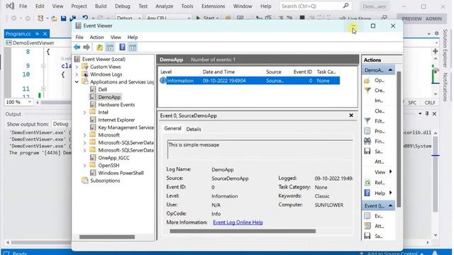 EventViewer Write, Read, Clear & Delete Log Operations in C# смотреть онлайн