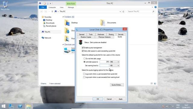 Server 2012 R2 NTFS Quotas - Use Disk Quota Limits For Users смотреть онлайн