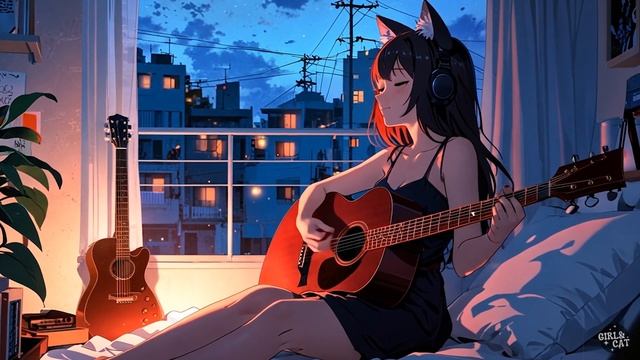 Lofi Girl Playing Guitar 🎸 - Chill Music In The City – Relax & Unwind