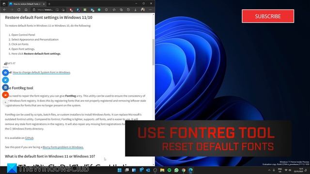 How to restore Default Font settings in Windows 11/10 смотреть онлайн