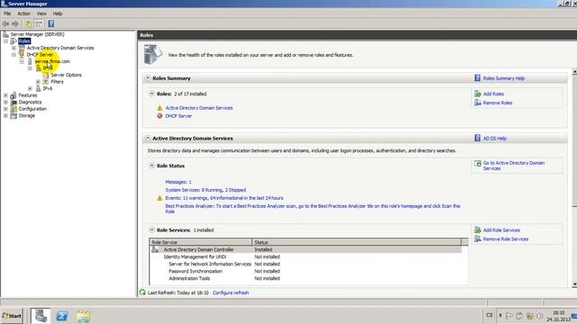 Server 2008 R2 Standart Pridani DHCP a nastaveni rozsahu смотреть онлайн