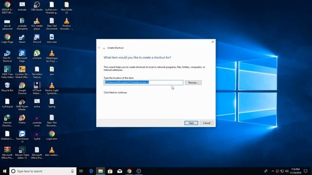 How to Make a shortcut to ShutDown the computer in windows 10 || Hindi смотреть онлайн