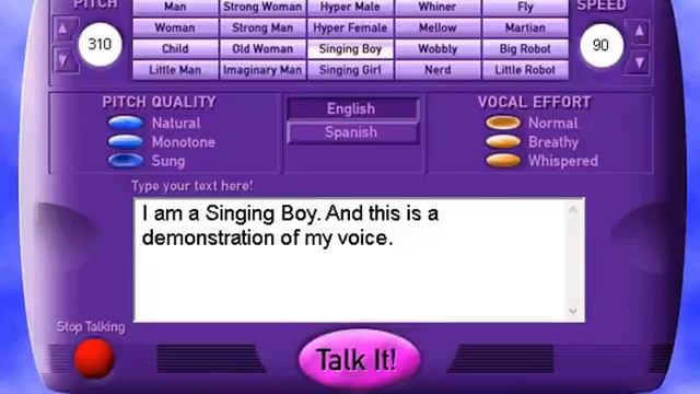 (TTS Demonstration) All Microsoft Talk It! (SoftVoice) Voices In English