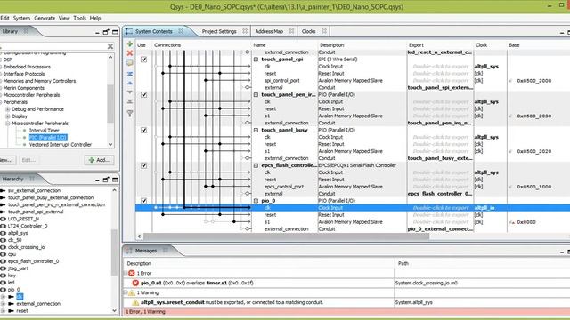 Adding Hardware Components To Touchscreen Hardware Part 1 - Qsys - Quartus II