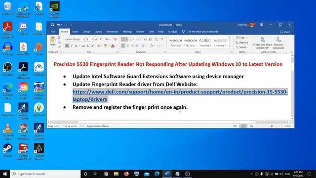 Precision 5530 Fingerprint Reader Not Responding After Updating Windows 10 to Latest Version смотреть онлайн