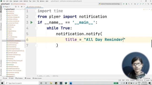 NOTIFICATION REMINDER CV PROJECT | project for cv | python project in Hindi | python programming смотреть онлайн