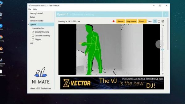 Kinect motion capture with blender and ni mate v2