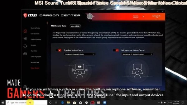 MSI® HOW-TO use MSI Dragon Center and Creator Center (UWP) - MSI Sound Tune on MSI notebook
