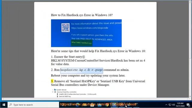 Fix Hardlock sys Blue Screen Of Death error code in Windows 10 5 3 2023 смотреть онлайн