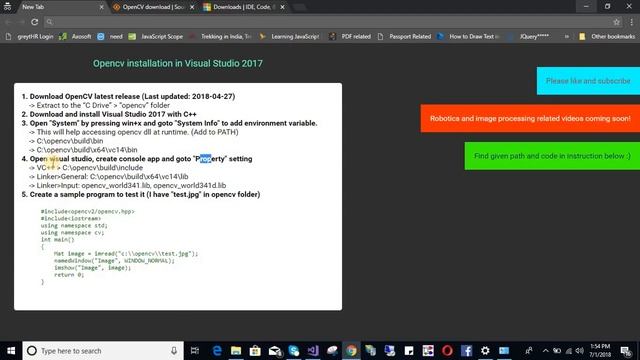 Install opencv in Visual Studio 2017 windows 10 смотреть онлайн