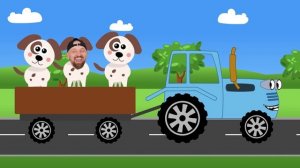 Синий трактор по полям.